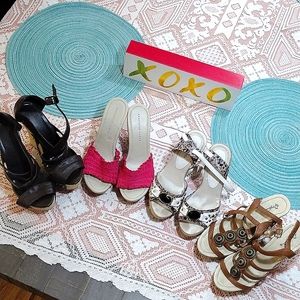 4 Pair of Summer 👠 🌞 Heels Sz 5 1/2 Paprika, Charlotte Russe, Qupid ,1 no name